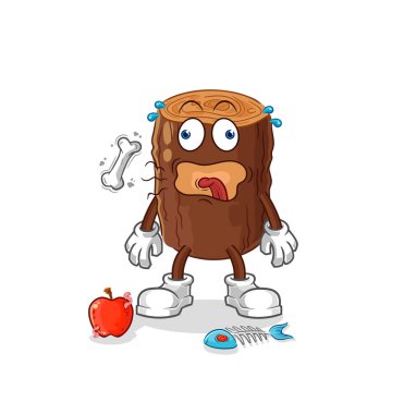 Kütük geğirme maskotu. çizgi film vektosu