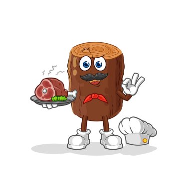 Et maskotu olan kütük şefi. çizgi film vektosu