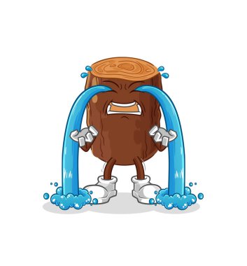 Ağlayan kütük illüstrasyonu. karakter vektosu