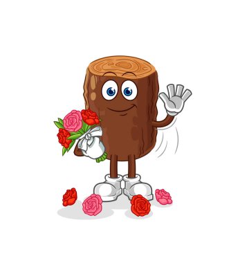 Buket maskotlu kütük. çizgi film vektosu