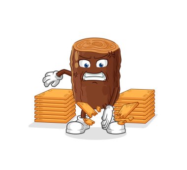 Kütük karate maskotu. çizgi film vektosu