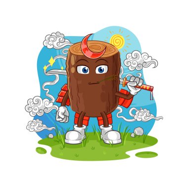 Samuray çizgi filmi. karikatür maskotu vektosu