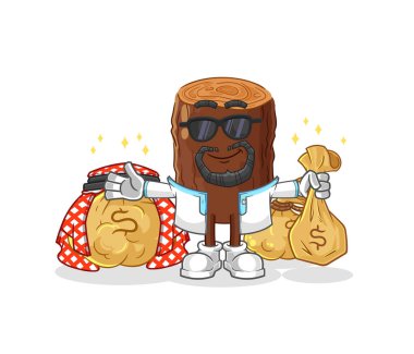 Kütük zengini Arap maskotu. çizgi film vektosu