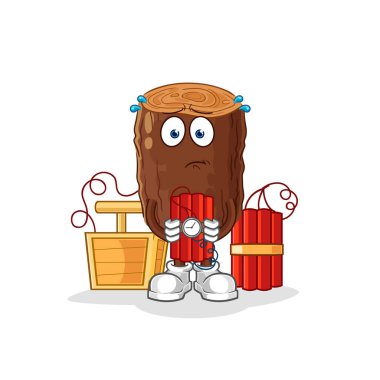 İçinde dinamit olan kütük. karikatür maskotu vektosu