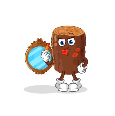 Kütük makyaj maskotu. çizgi film vektosu