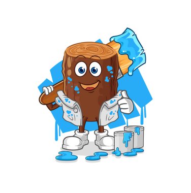 Kütük boyacısı illüstrasyonu. karakter vektosu