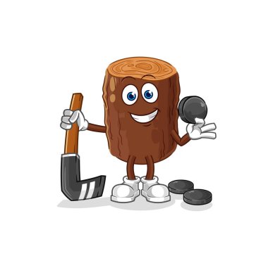 Hokey oynayan kütük. karikatür