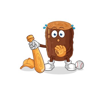 Kütük beyzbol yakalayıcı çizgi filmi. karikatür maskotu vektosu