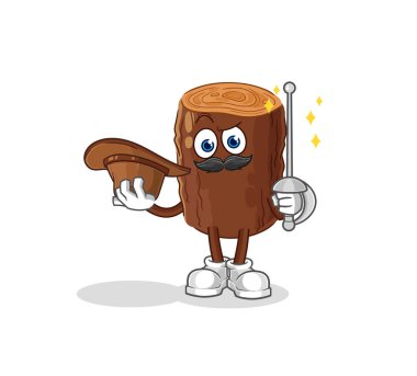 Log Eskrimci karakteri. karikatür maskotu vektosu