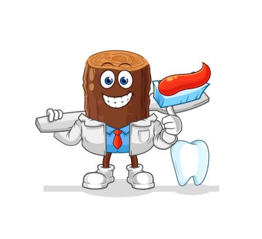 Kütük dişçisi illüstrasyonu. karakter vektosu