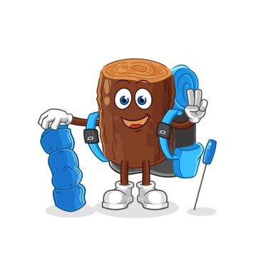 Kütük kamp maskotu olur. çizgi film vektosu