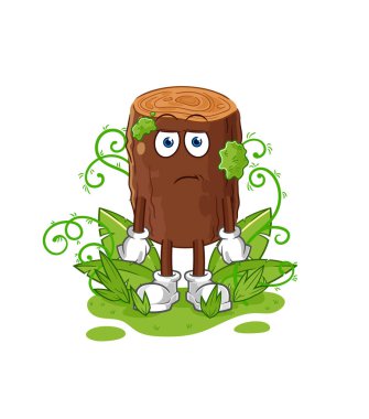 Kütük çok uzun bir maskot bekliyor. çizgi film vektosu