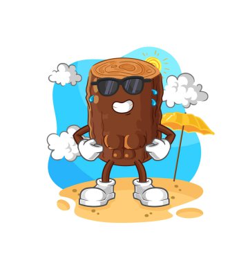 Yazın güneşlenen odunlar. karakter vektosu