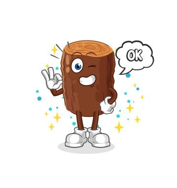 Kütük kabul ediyor maskot. çizgi film vektosu