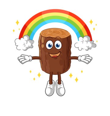 Gökkuşaklı kütük. çizgi film vektosu