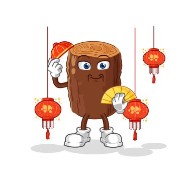 Fener resimli çin kütüğü. karakter vektosu