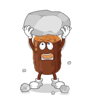 Kütük kaldıran kaya çizgi film karakteri vektosu