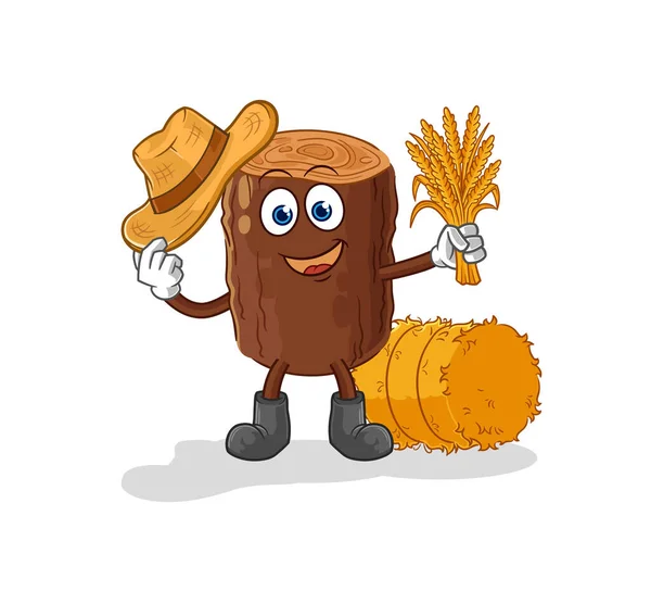 Log Farmer Mascot Cartoon Vecto — Stock Vector