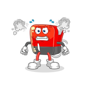 Benzin pompası çok kızgın bir maskot. çizgi film vektosu