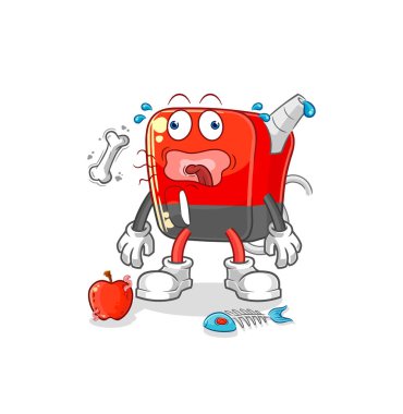 Benzin pompası geğirme maskotu. çizgi film vektosu