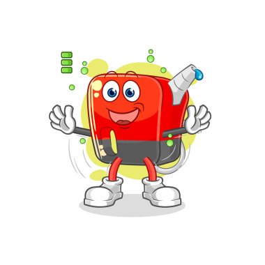 Benzin pompası tam batarya karakteri. karikatür maskotu vektosu