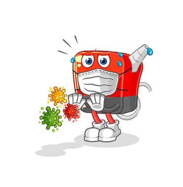 Benzin pompası virüsleri reddediyor. karikatür maskotu vektosu