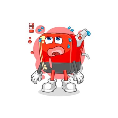 Benzin pompası, düşük batarya maskotu. çizgi film vektosu