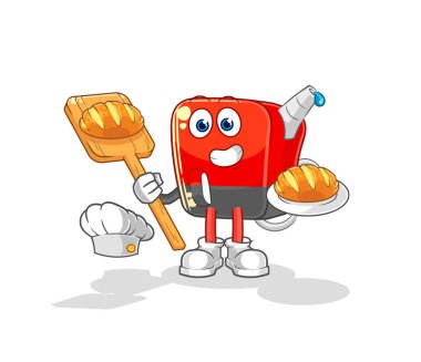 Ekmekli benzin pompacısı. karikatür maskotu vektosu