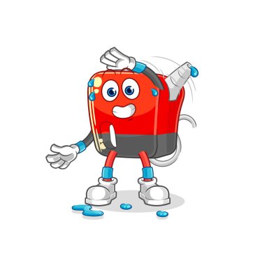 Benzin pompası germe karakteri. karikatür maskotu vektosu