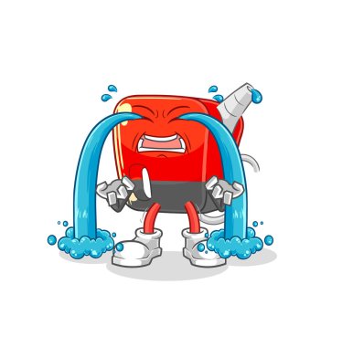 Benzin pompası ağlayan illüstrasyon. karakter vektosu