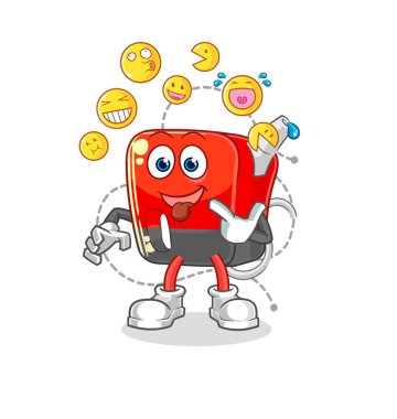 Benzin pompası kahkahası ve taklitçi karakter. karikatür maskotu vektosu