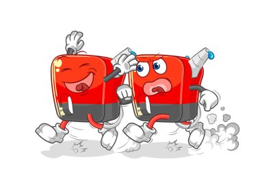 Benzin pompası kovalamaca çizgi filmi. karikatür maskotu vektosu