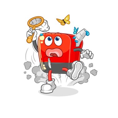 Benzin pompası kelebek resimlerini yakalıyor. karakter vektosu