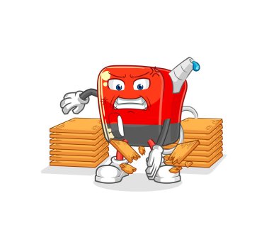 Benzin pompası karate maskotu. çizgi film vektosu