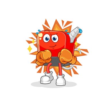 Benzin pompalı boksör karakteri. karikatür maskotu vektosu