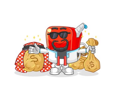 Benzin pompası zengin Arap maskotu. çizgi film vektosu