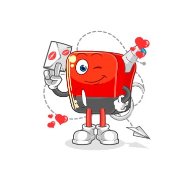 Benzin pompasında aşk mektubu illüstrasyonu var. karakter vektosu