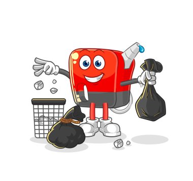 Benzin pompası. Çöp maskotu. çizgi film vektosu