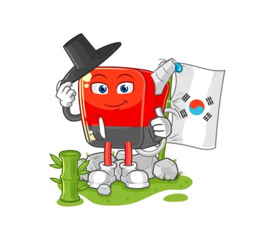 Benzin pompalı Koreli karakter. karikatür maskotu vektosu