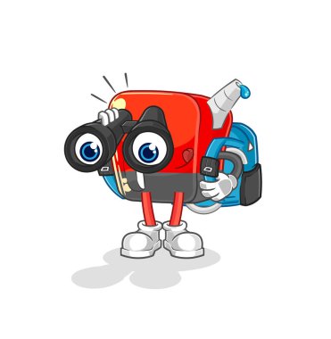 Dürbünlü benzin pompası. karikatür maskotu vektosu