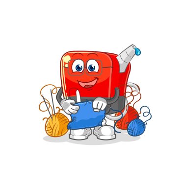 Benzin pompası terzi maskotu. çizgi film vektosu