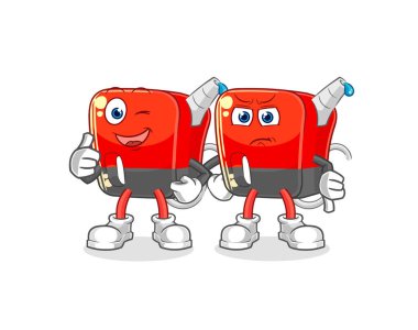 Benzin pompası yukarı ve aşağı. karikatür maskotu vektosu