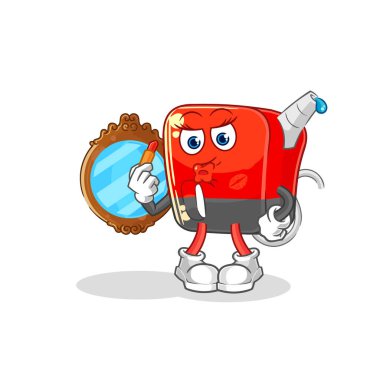 Benzin pompası maskot. çizgi film vektosu