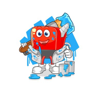 Benzin pompası ressamı. karakter vektosu