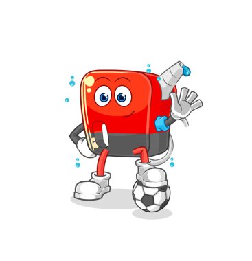 Benzin pompası futbol illüstrasyonu oynuyor. karakter vektosu