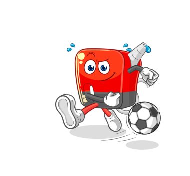 Benzin pompası çizgi filmi tekmeliyor. karikatür maskotu vektosu