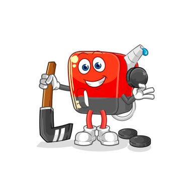 Benzin pompası hokey oynuyor. karikatür