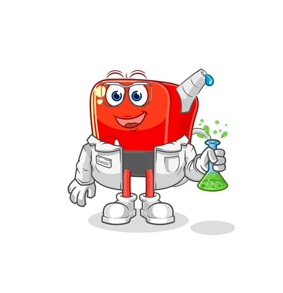 Gasoline Pump Scientist Character Cartoon Mascot Vecto — Stock Vector