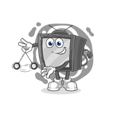 Eski bir televizyon hipnotize edici çizgi filmi. karikatür maskotu vektosu