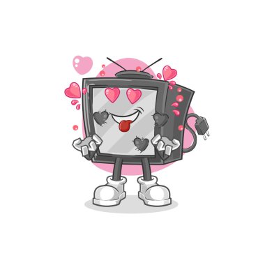 Eski Tv Fallin aşk vektörü. karikatür